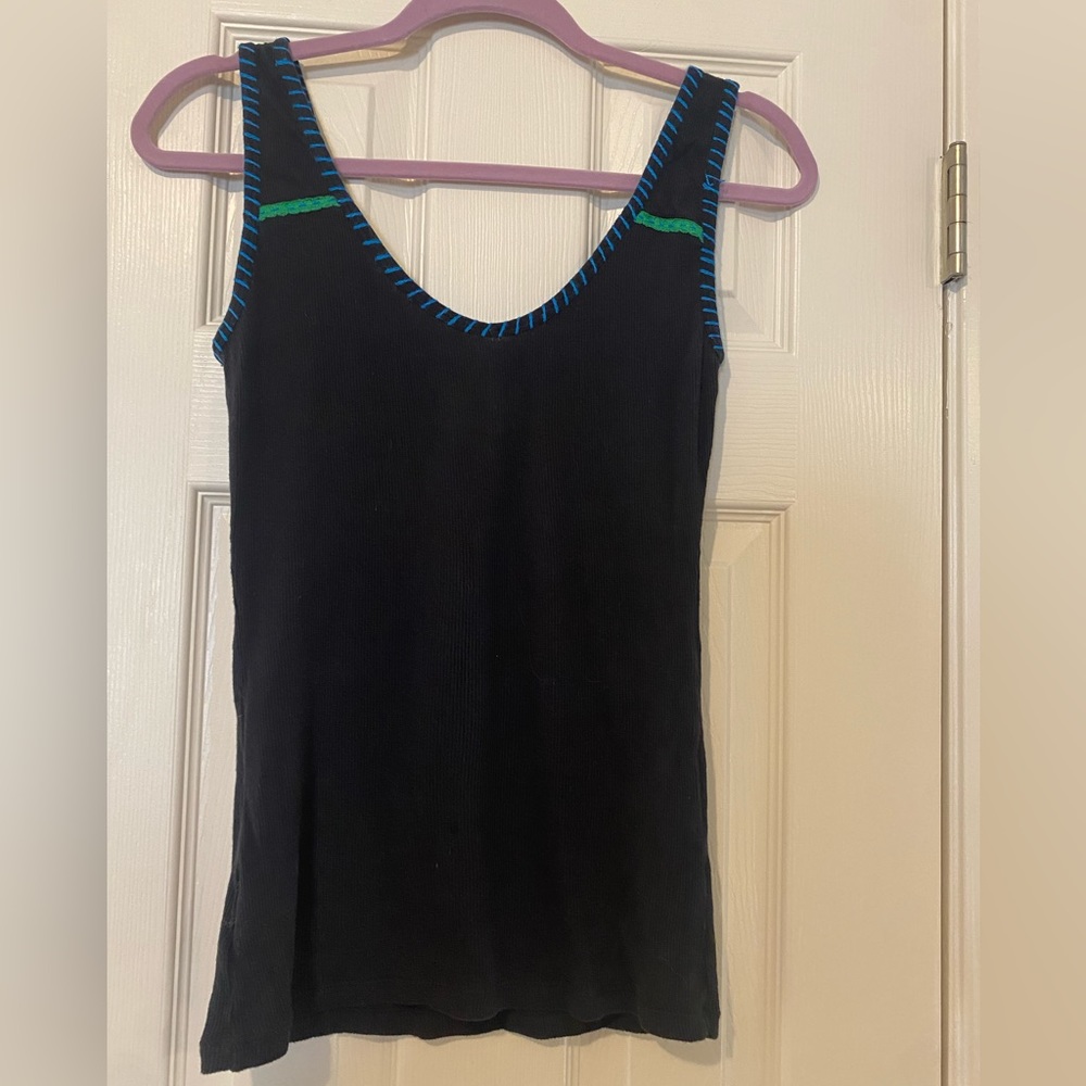 Free People Tank Ribbed Embroidered size S - Picture 3 of 3